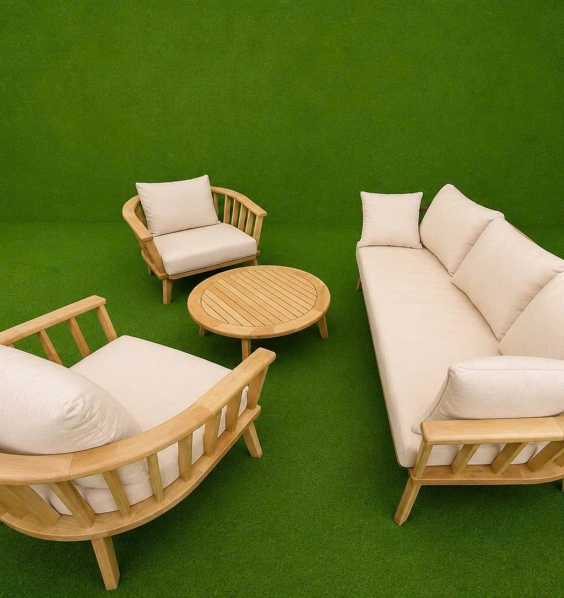 Luxury Wooden Garden Furniture Set – Outdoor Sofa & Coffee Table