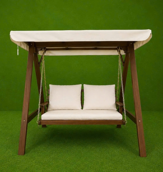 Wooden Garden Swing with Canopy